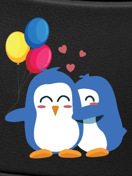Pinguine mit Luftballons