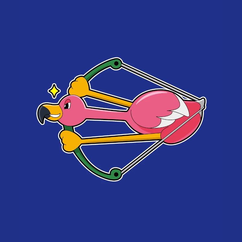 Flamant rose comme une flèche avec arc