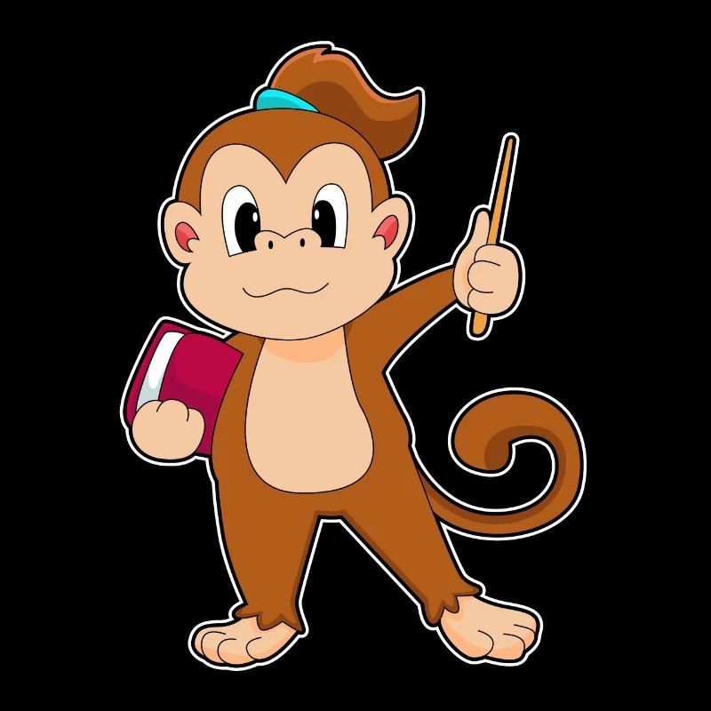 Monkey Teacher Pointing Stick School