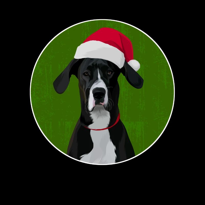 Great dane dog in santa hat for christmas