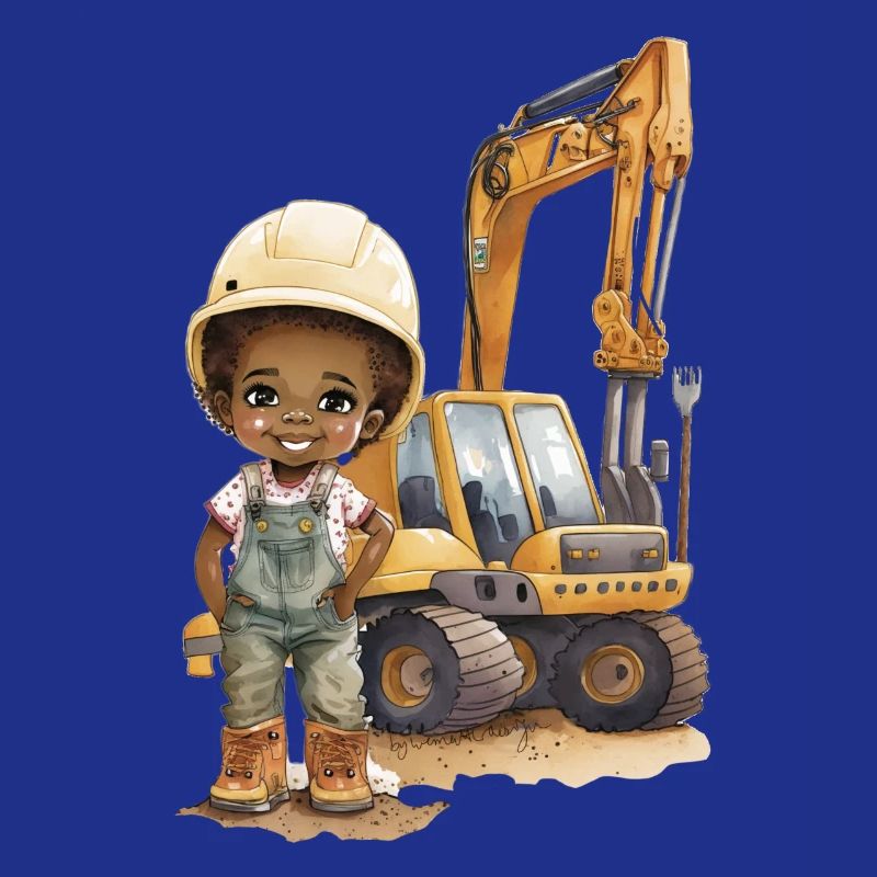 Construction worker child with excavator