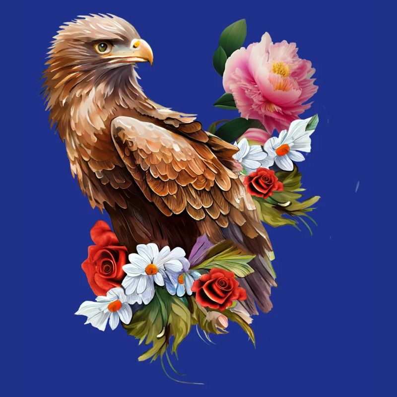 Wonderful eagle with flowers.