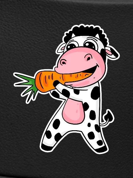 Cow eats carrot