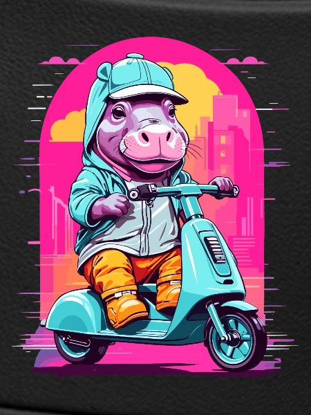 Nilpferd auf Roller