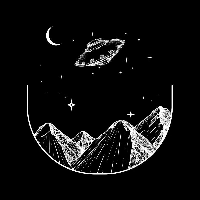 Mountains Night Sky UFO