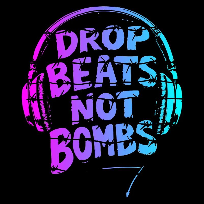 Drop Beats Not Bombs pink cyan