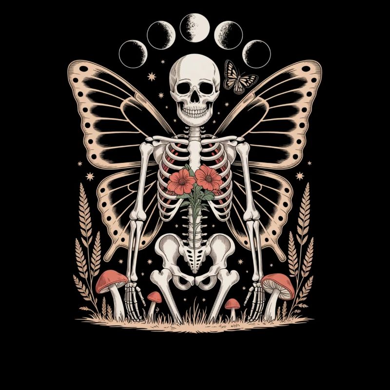 Gothic Skeleton Fairy With Moon Phases