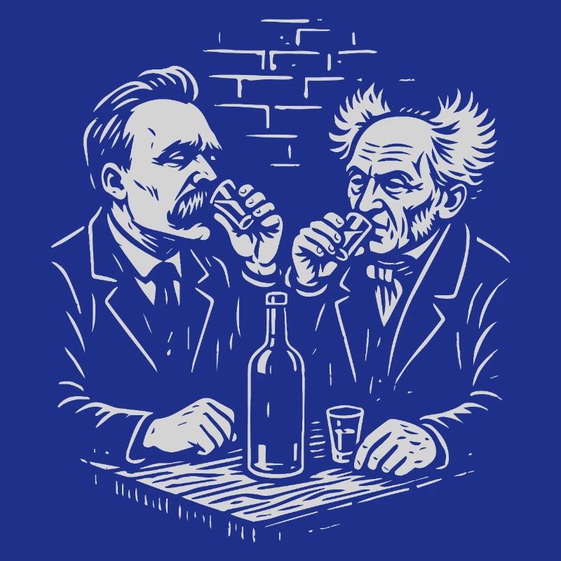 Nietzsche et Schopenhauer buvant de la vodka dans un pub