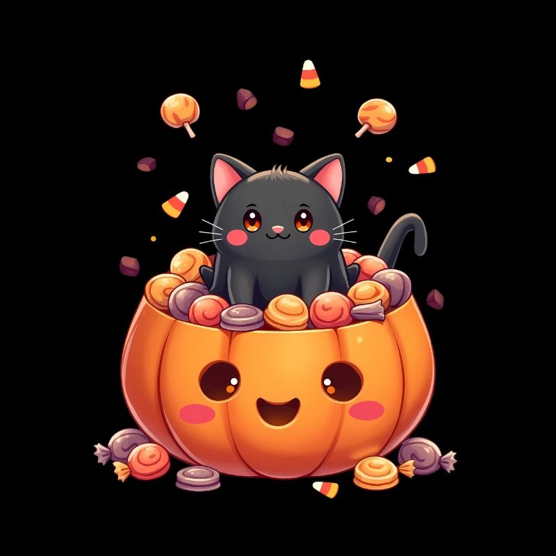 Halloween Cat with Halloween Pumpkin