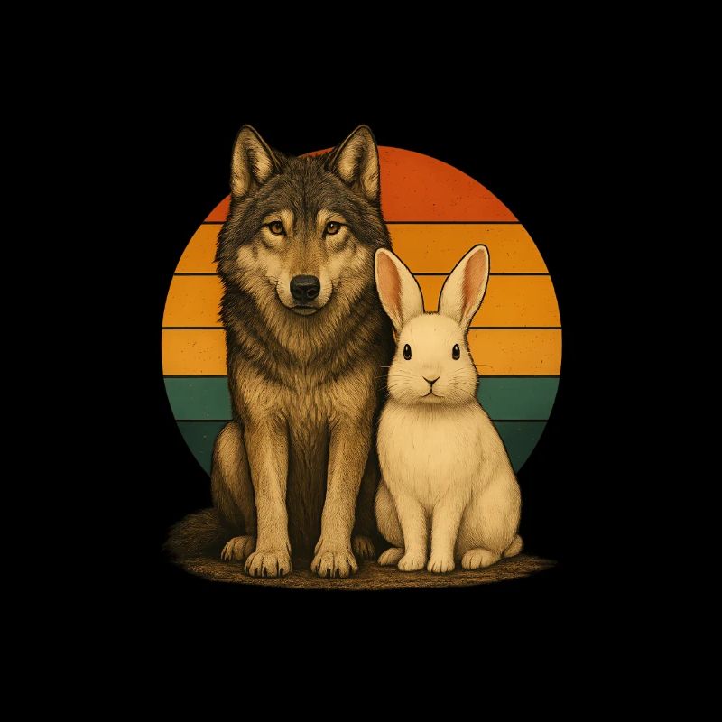 Wolf Rabbit Amoureux des animaux rétro