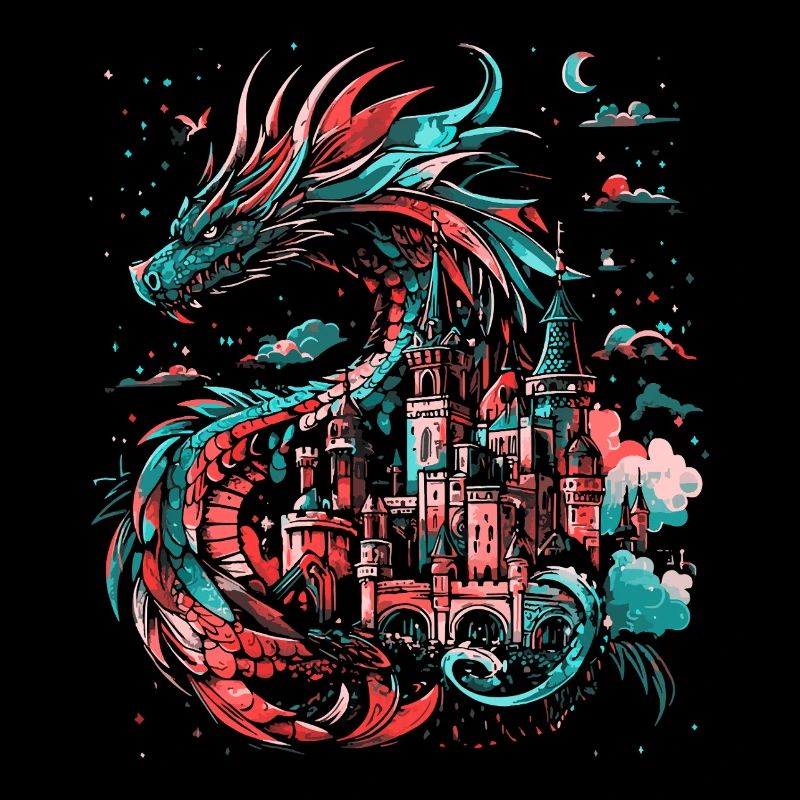 Dragon Castle Fantasy Magic Mythology Creature