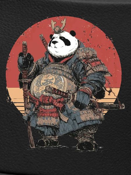 Panda-Samurai in robuster Rüstung
