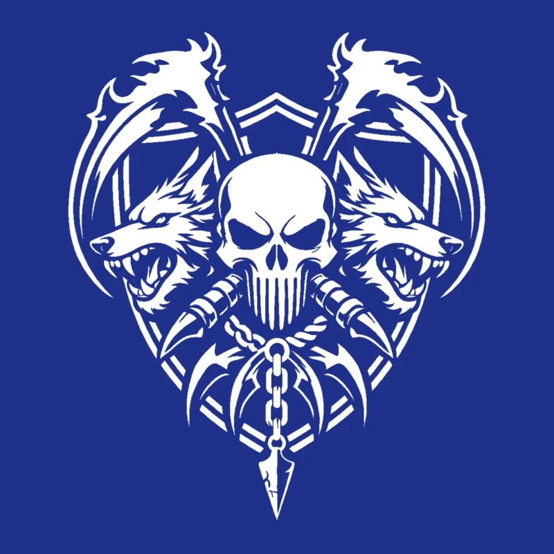 Skull and Twin Wolves Warrior Emblem