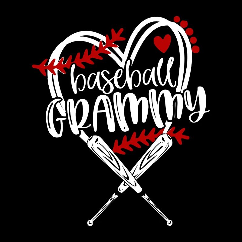 Baseball Grandma Heart Bat Graphic