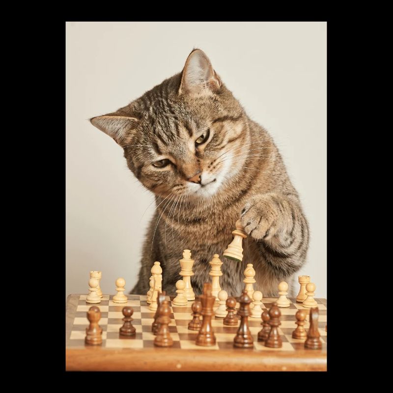 Katze spielt Schach