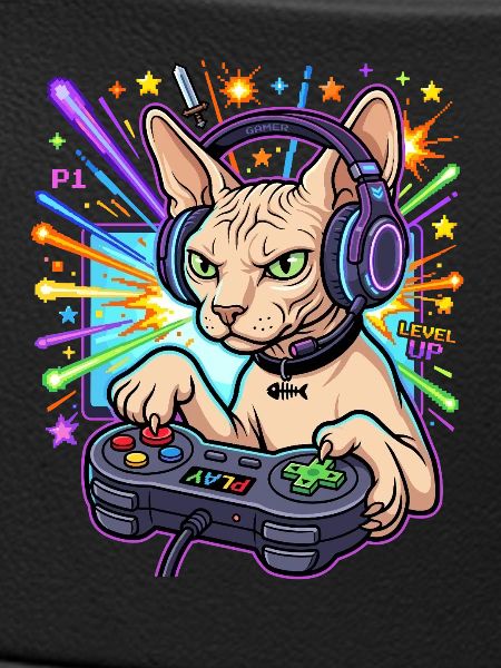 Sphynx Cat Gamer