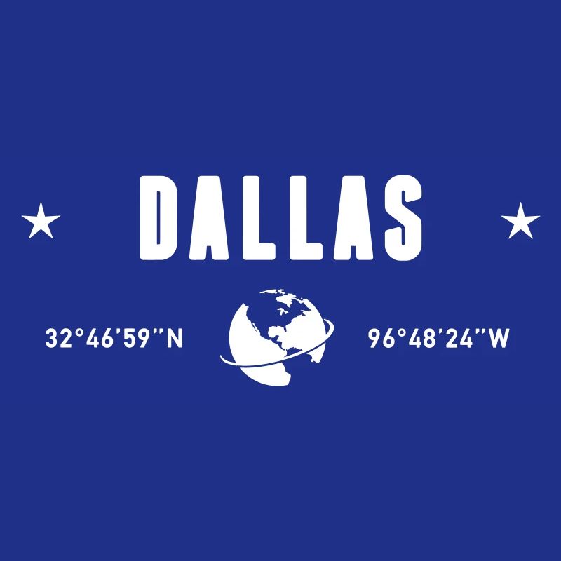 Dallas Texas Coordinates Planet Earth White