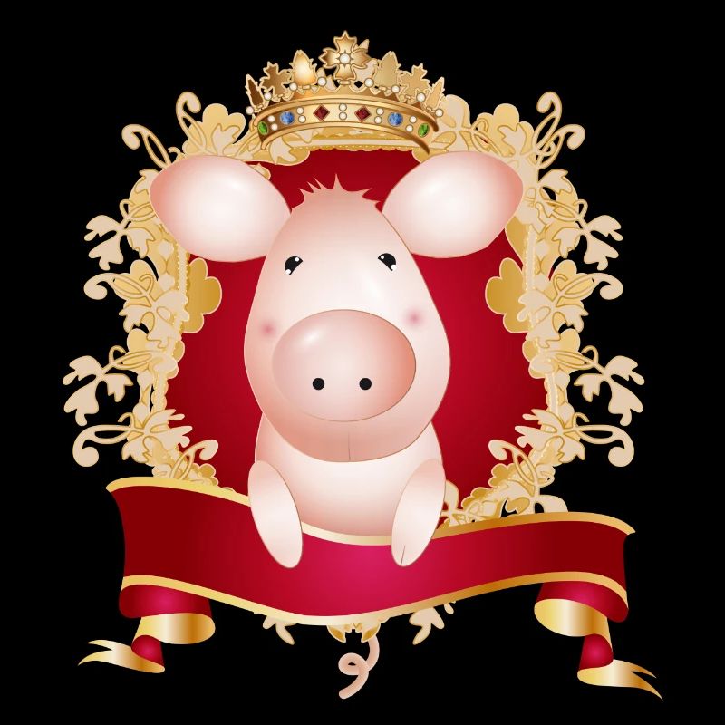 Schwein mit prächtigen Wappen und Banner