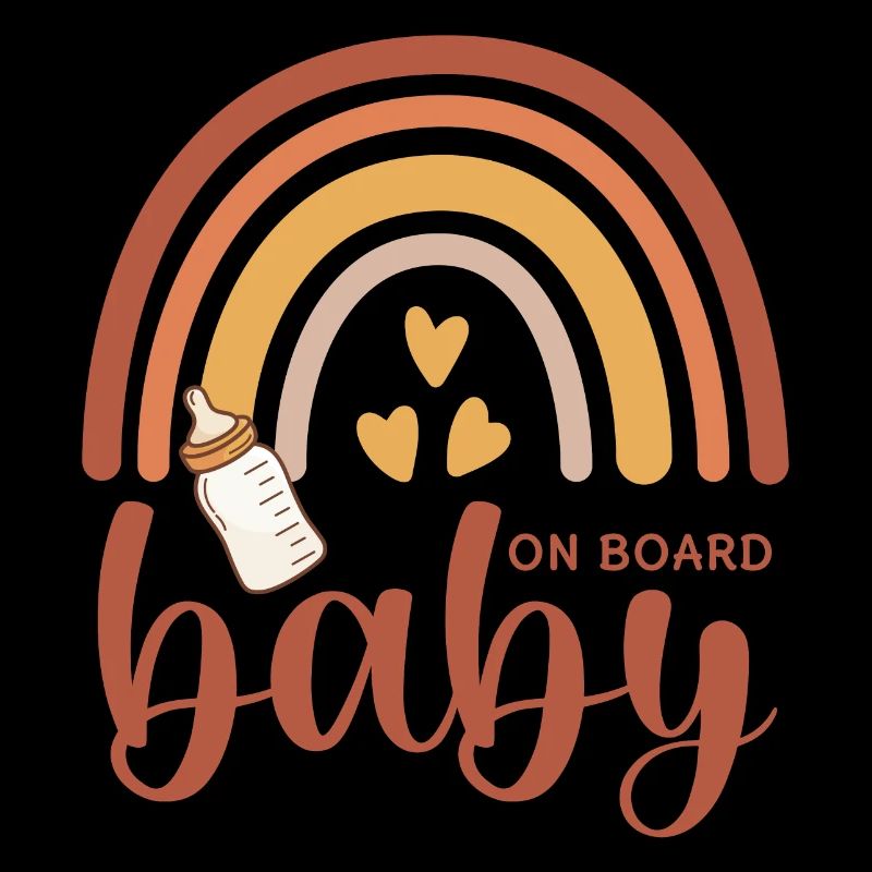 Boho Rainbow Hearts Baby Bottle Baby on Board