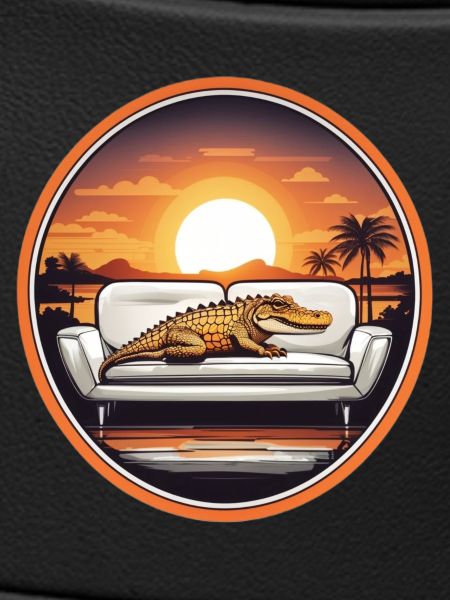 Alligator on sofa