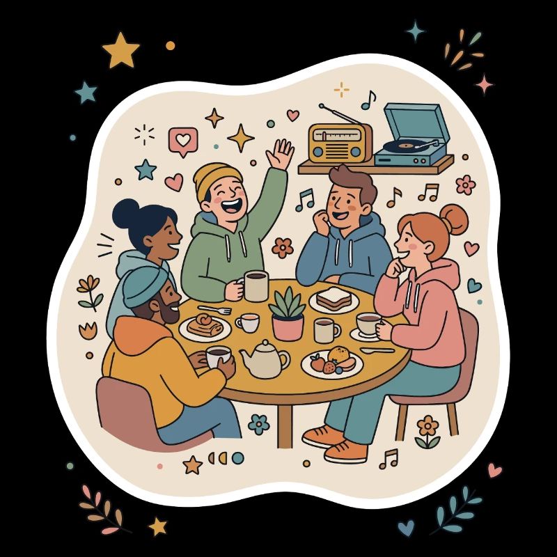 Freunde Treffen Kaffee Musik