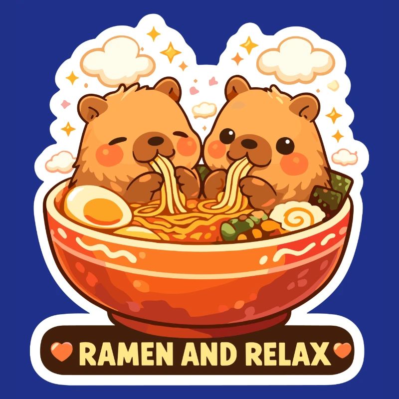 Capybara Ramen & Relax Sticker