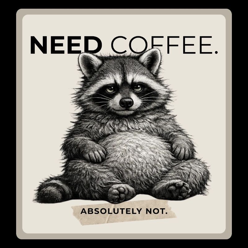 Need Coffee Lazy Raccoon Meme