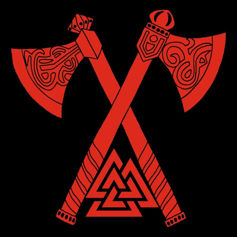 Axes and red Viking symbol