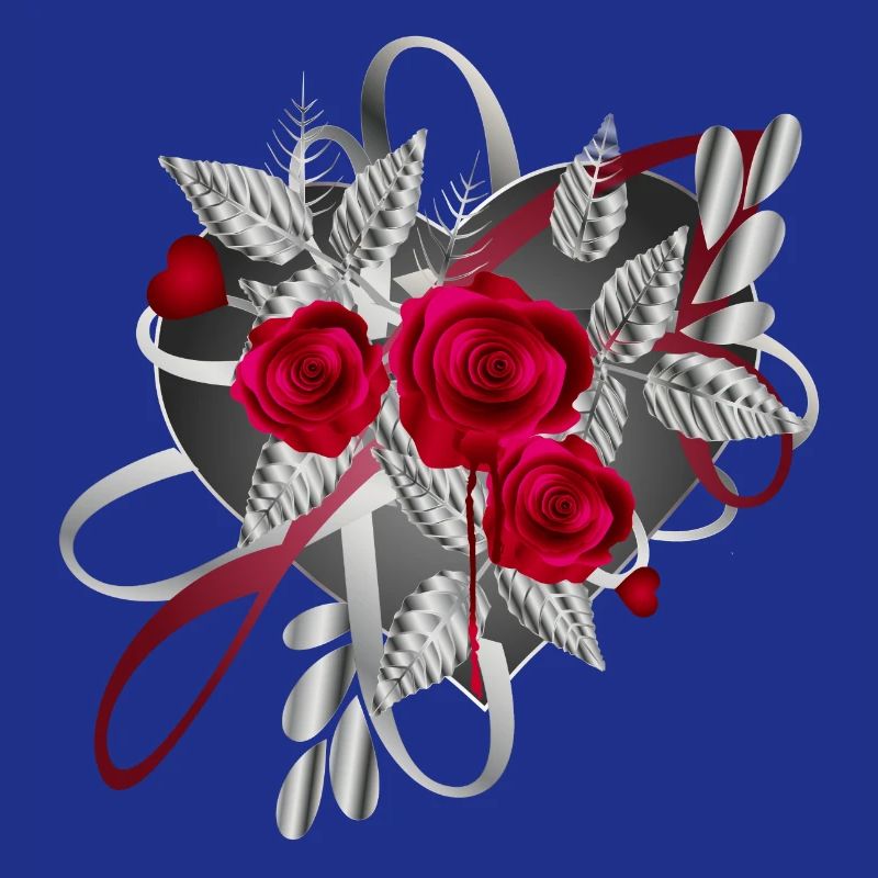 silberfarbene Valentinstag Komposition mit Rosen