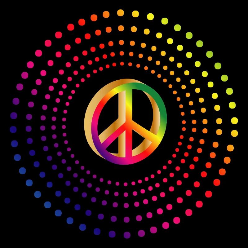 vibrating peace symbol in bright colors