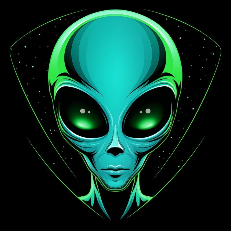 Tête d’extraterrestre vert - OVNI extraterrestre dans l’espace extra-atmosphérique