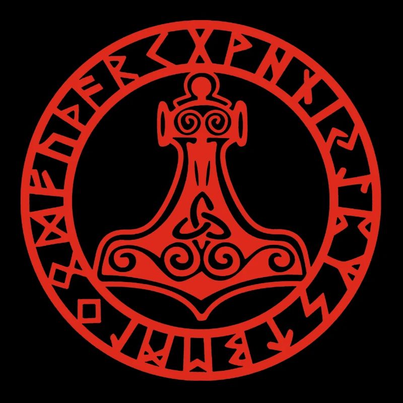 Red Viking hammer