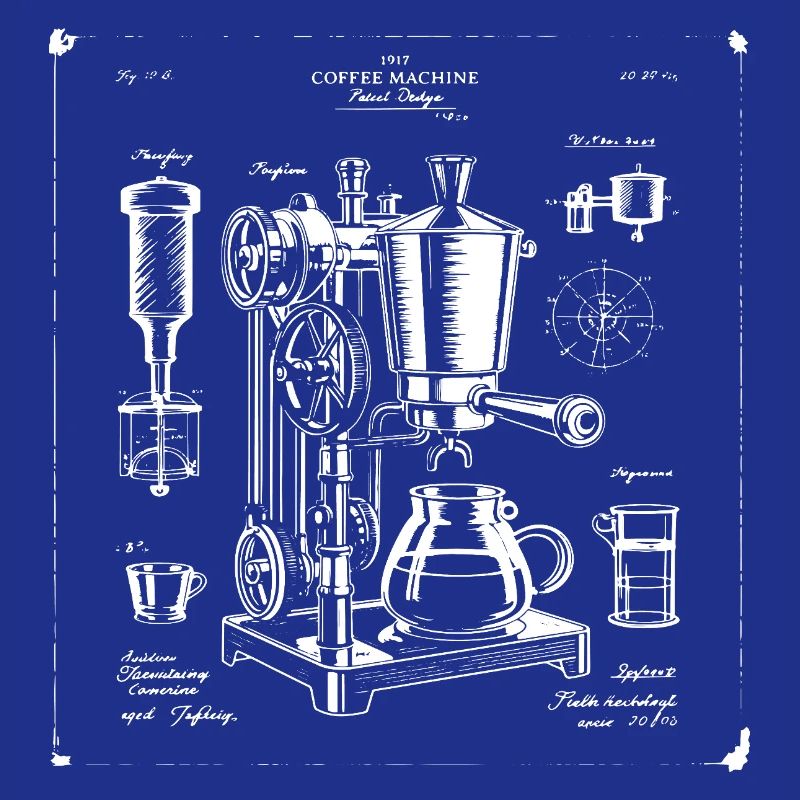 plan de machine à expresso rétro