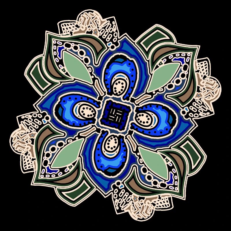 Teal Extravagant Mandala Flower