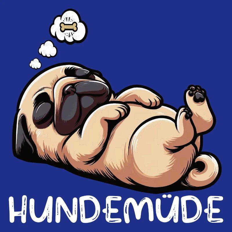 Hundemüde Mops Möpse Mopsbesitzer Mopsliebhaber 