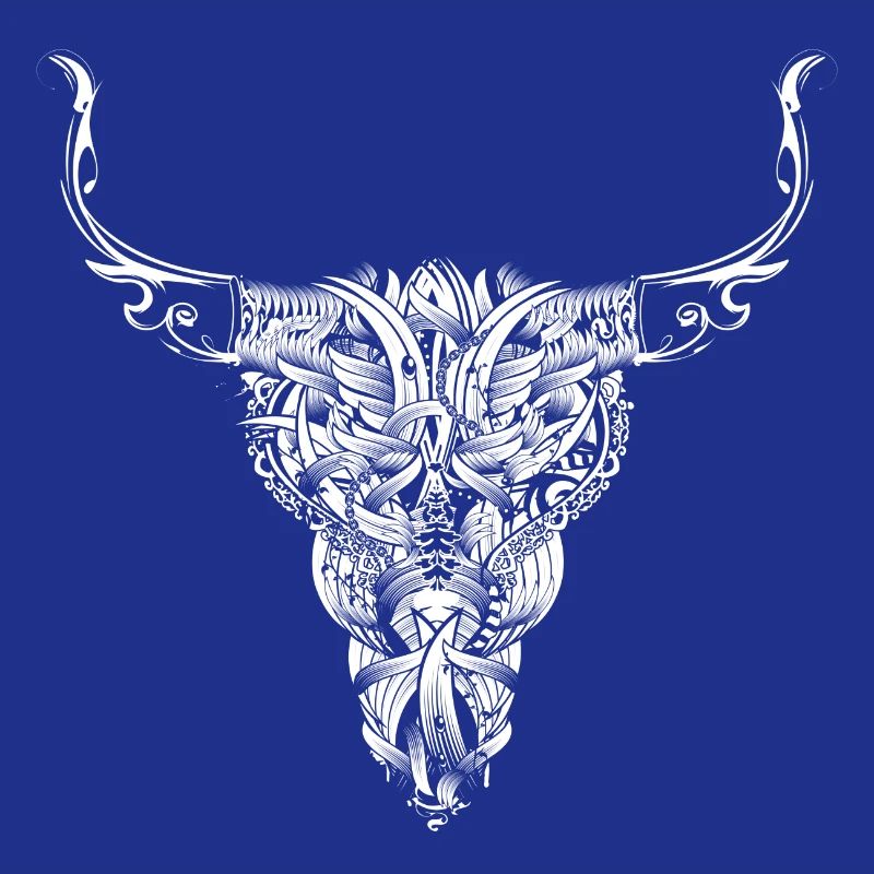 aufwendig gestalteter weißer Stier Schädel
