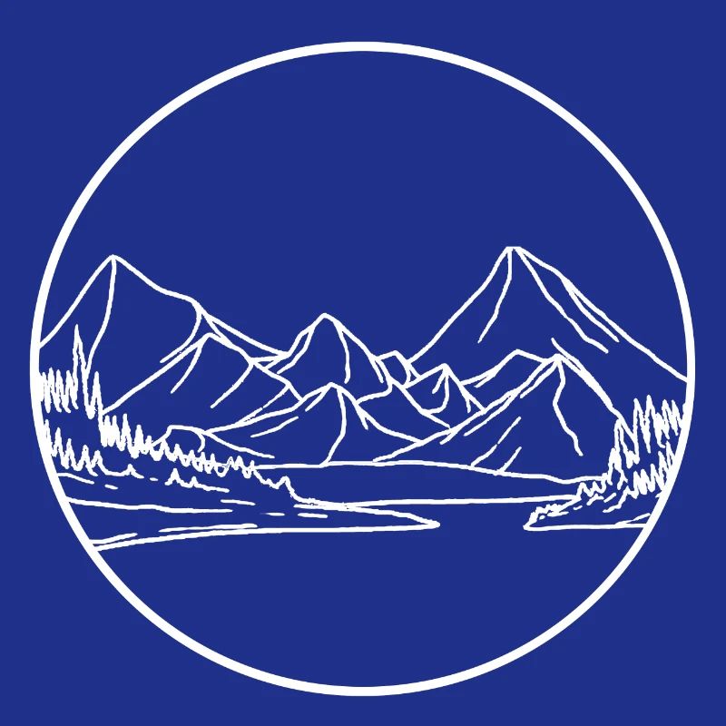 Circle Line Mountain Landscape Line Style
