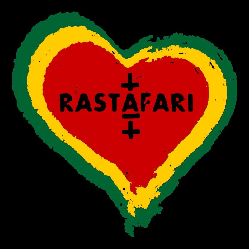 Liebes Herz mit Rastafari Symbolik