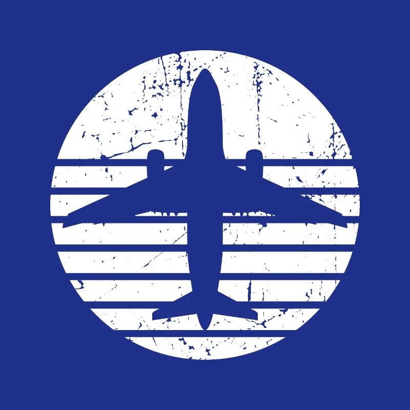 Airplane silhouette with retro line design
