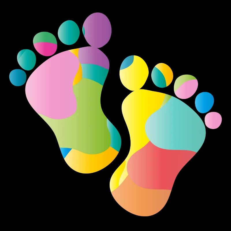 colorful baby footprints