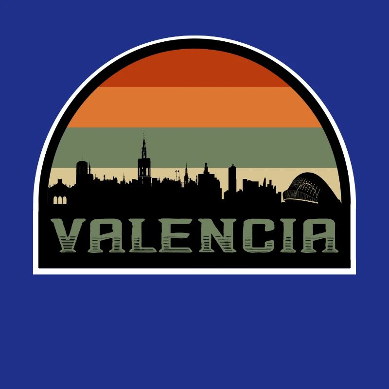 Valencia Spain Skyline Silhouette Spanish Flag