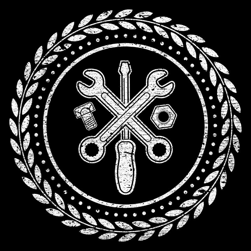 Mechanic & Screwdriver Logo with tool and wreath