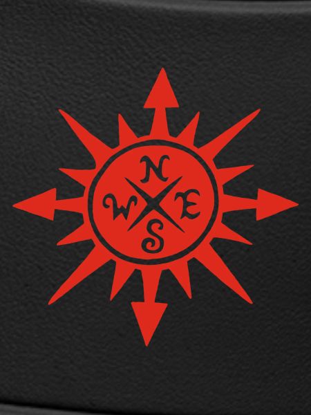 Rote Sonne und Kompass