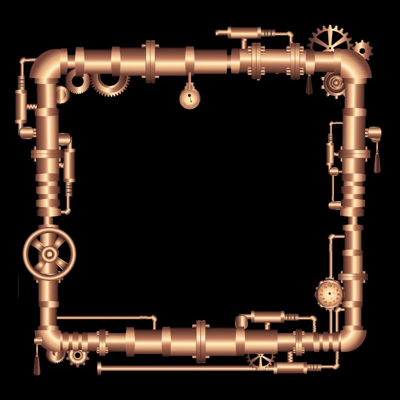 Steampunk frame in steam engine look