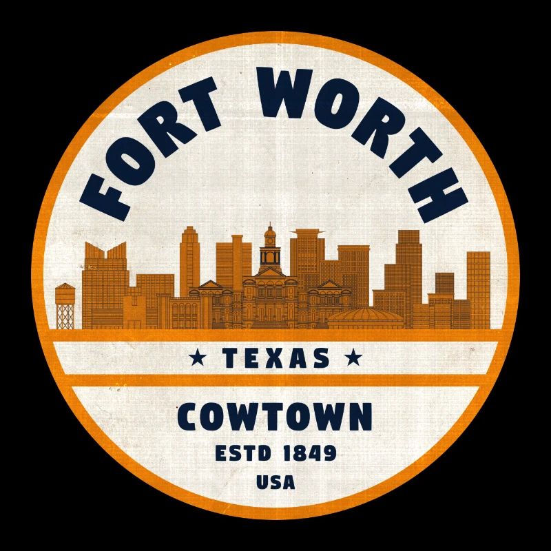 Fort Worth Cowtown Emblem Skyline