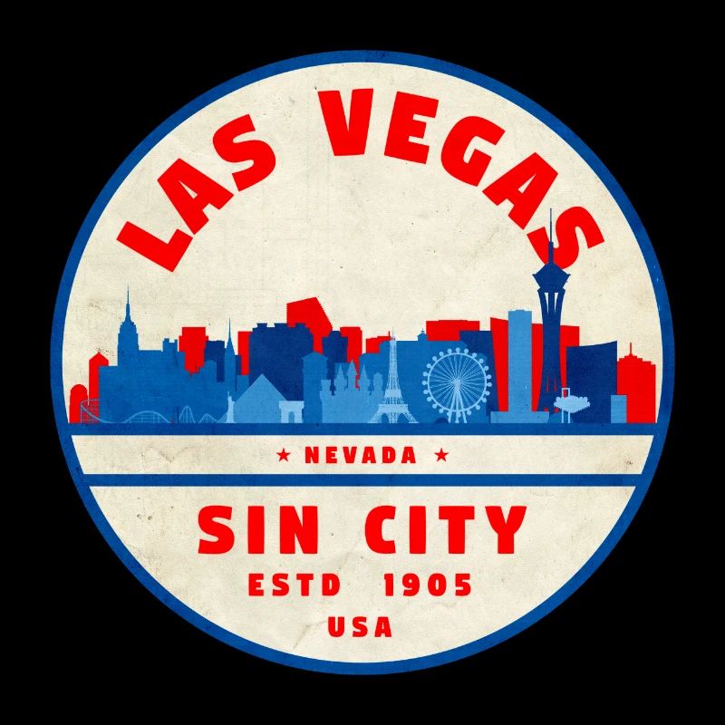 Sin City Skyline Vintage Circle Logo