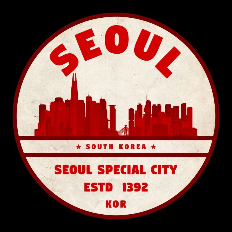 Seoul Skyline Vintage Emblem