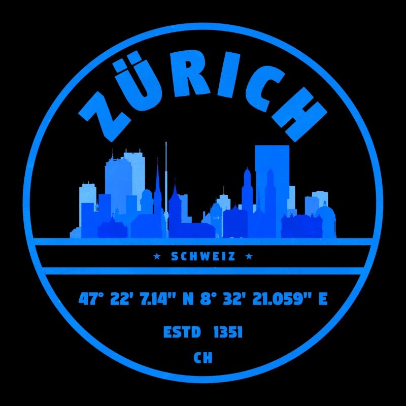 Zürich Skyline Blau Siegel