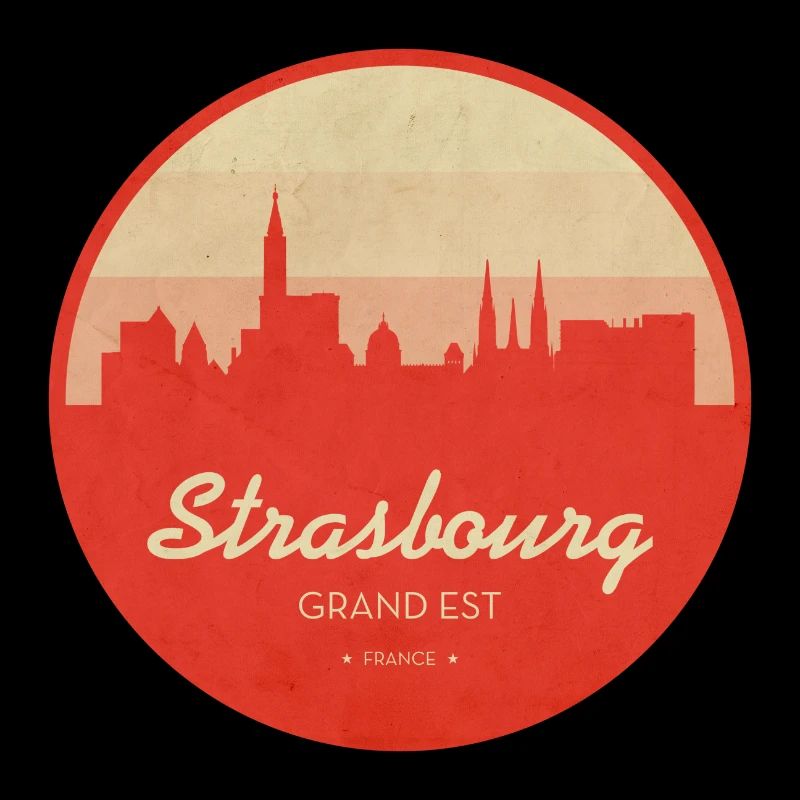 Strasbourg Skyline Vintage Circle