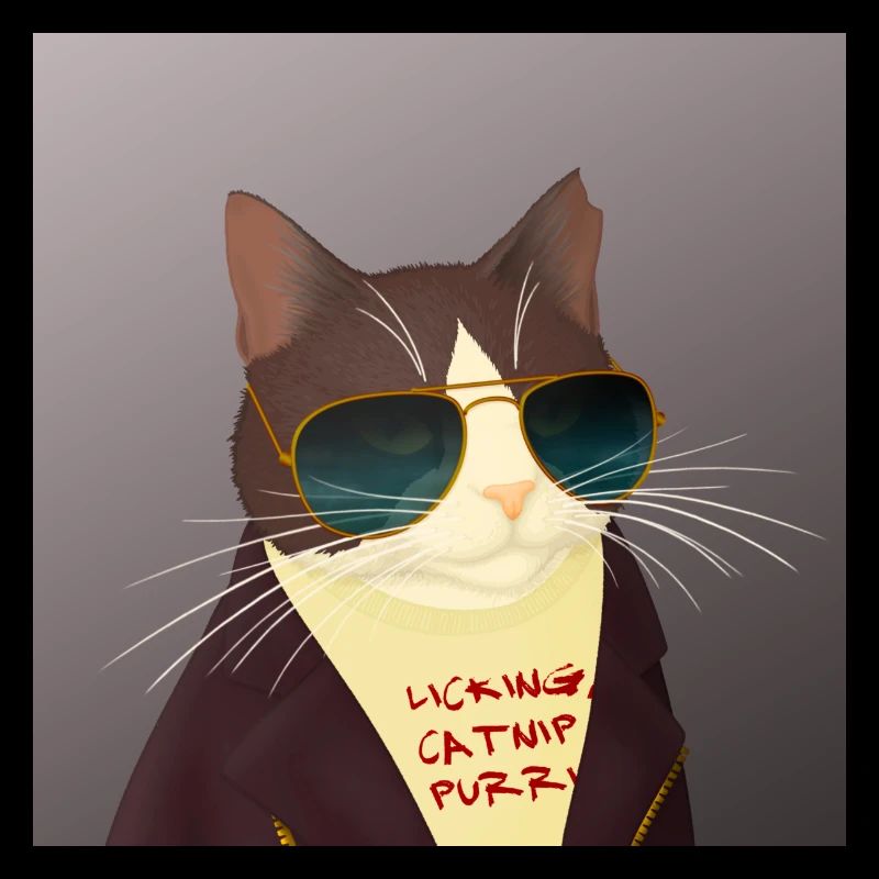 Lucifur Lickster - Funny gen x rock cat portrait